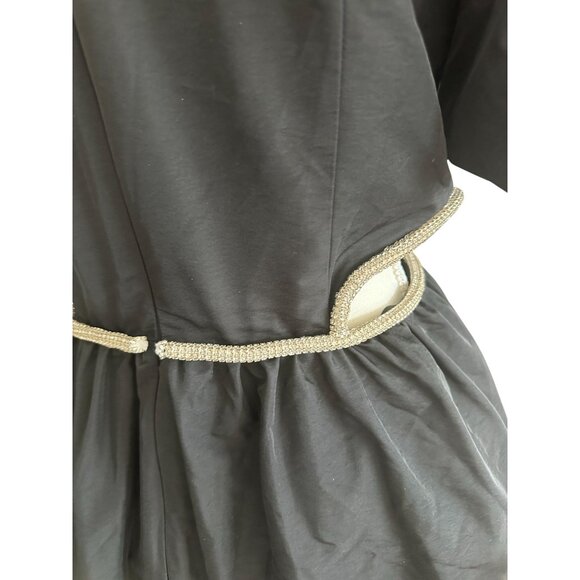 WAYF Black Jeweled Cutout Puff Sleeve Dress Size M - Picture 4 of 8